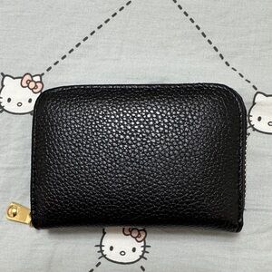 Black Essential Small Zip Around Card Case Wallet